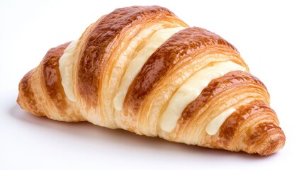 Creamy Croissant on White Background, Food Photography