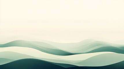 Abstract Green Hills Landscape Artistic Design