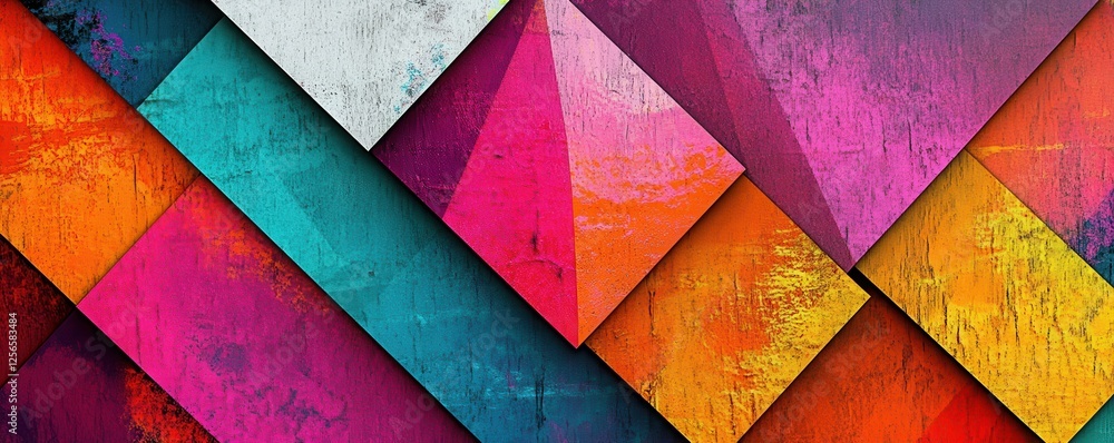 Aufkleber vibrant geometric abstract artwork with multicolored textured patterns