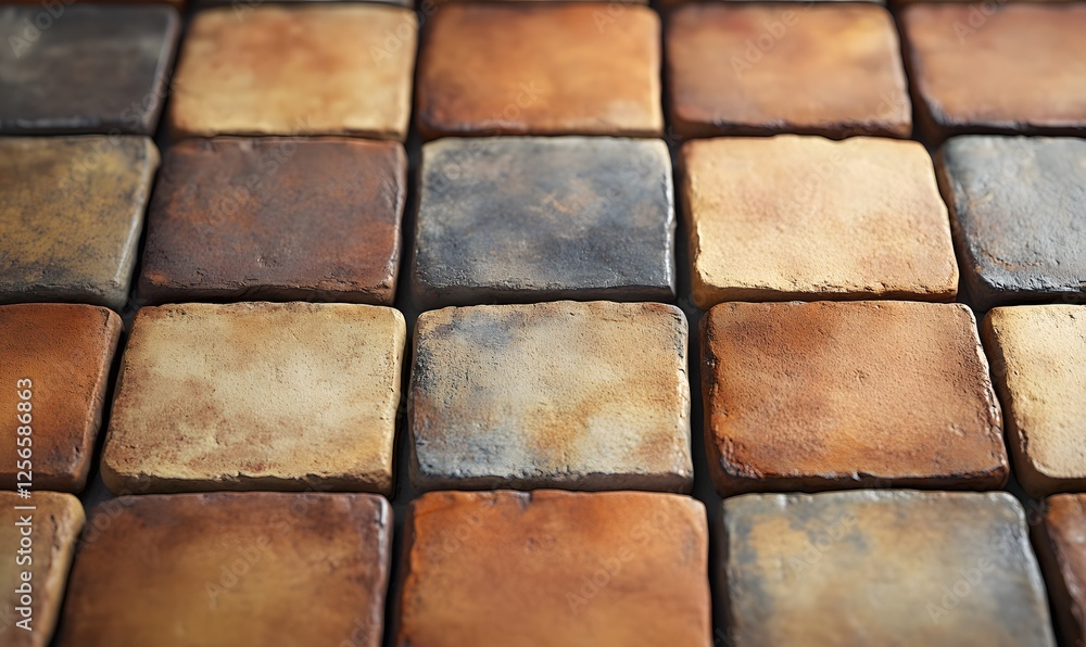 Aufkleber rustic ceramic tile pattern with earthy tones creating a textural background
