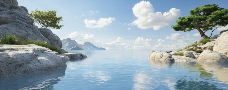 Virtual reality therapy session with calming nature visuals and immersive soundscapes, fostering relaxation and mental well-being.