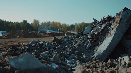 A zoomed-in view of old cement breaking into small chunks during removal.
