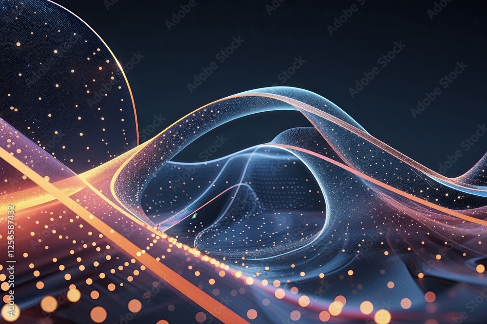 Poster future network design with digital abstract curves and dots for a holistic approach