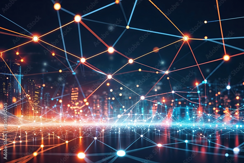 Poster dynamic backgrounds featuring line and dot connections in technology and big data visualization