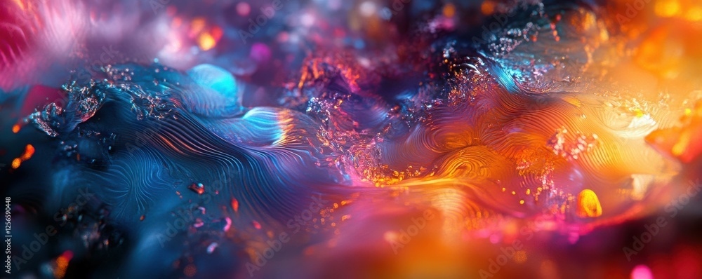 Poster vibrant abstract waves of colorful light and textured patterns