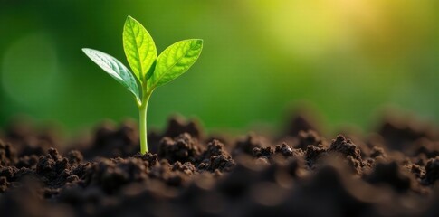 Close-up of a seedling emerging from the soil , organic, seedling