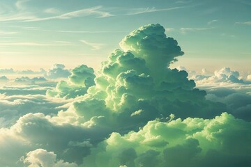 Serene Green Stratocumulus Cloud Formation Captivating and Dreamy Atmosphere Art