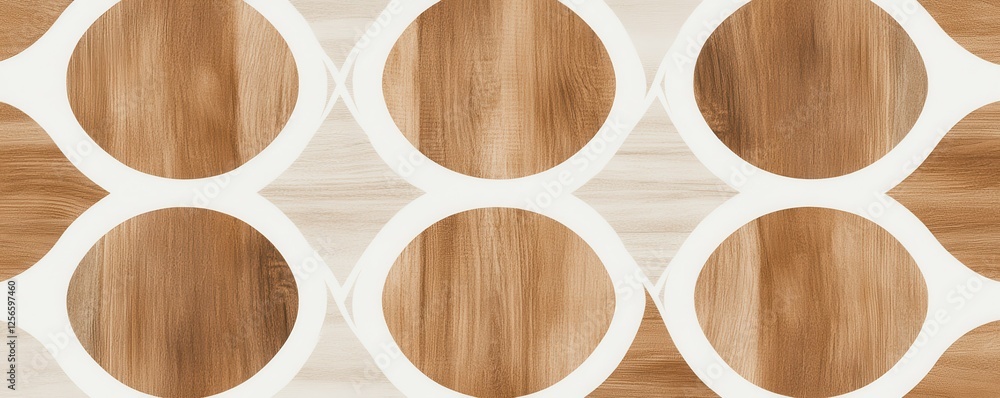 Poster geometric wood pattern with circular design and white background