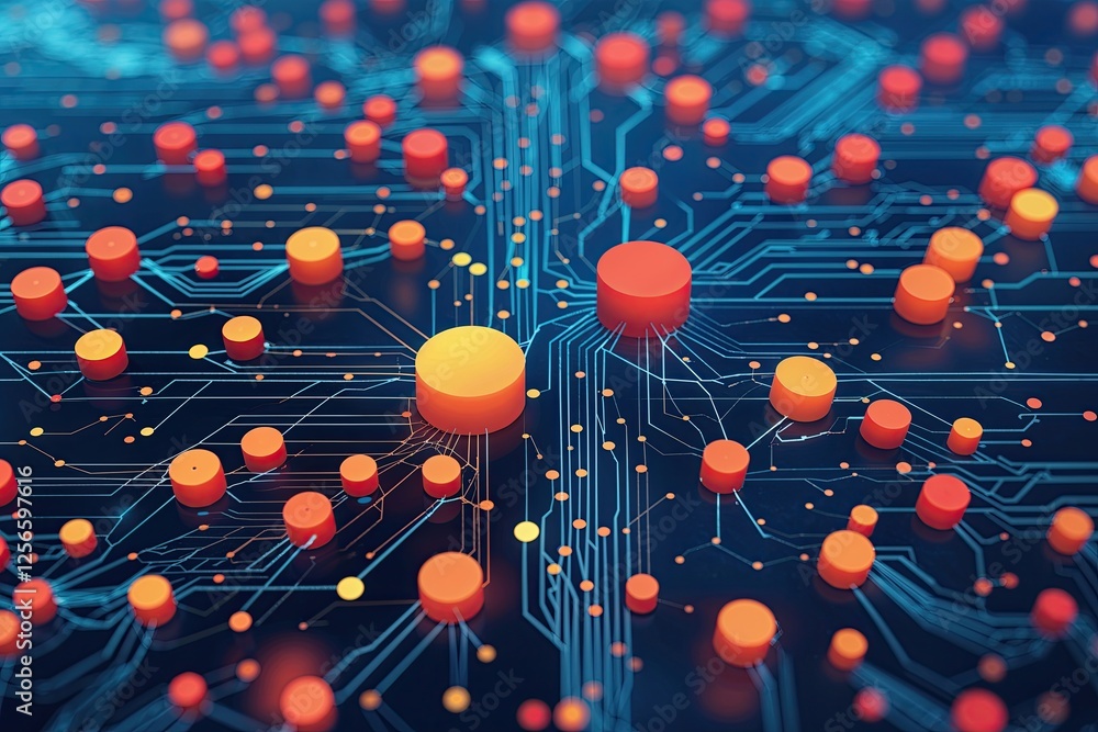 Poster abstract digital background showcasing data analytics and networking concepts