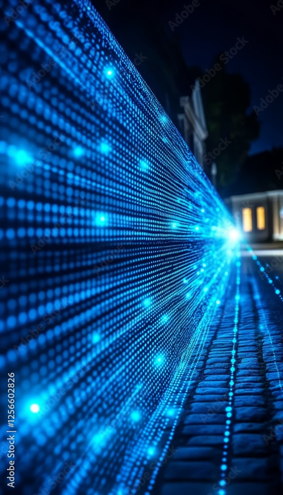 Aufkleber abstract blue network structure, technology connection, digital data visualization, big data