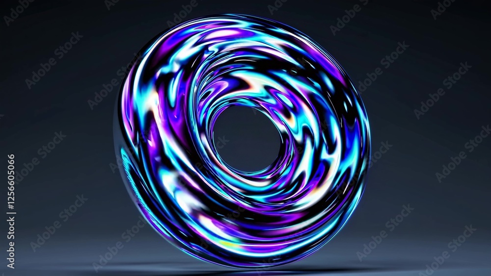 Poster featuring a holographic torus swirling with vibrant iridescent colors, creating a mesmerizing visual