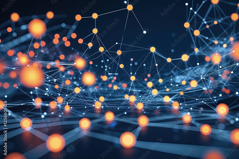 Poster technological backgrounds with digital lines and network dots showcasing advances in data interconne