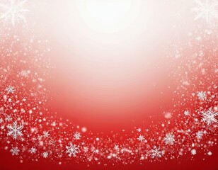 A festive winter backdrop with sparkling snowflakes on a vibrant red gradient.