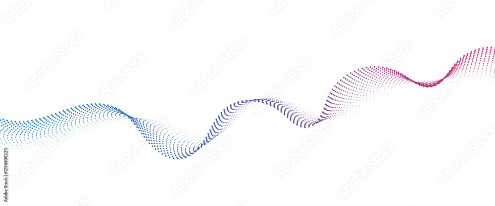 Poster flowing dot wave halftone gradient pattern on transparent background