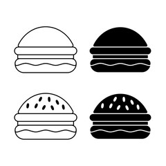 Burger Icon Set. Burger Vector Icon in line style design. Burger Symbol.