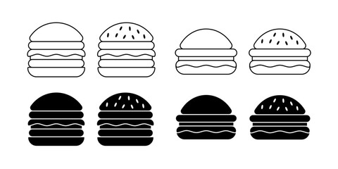 Burger Icon Set. Burger Vector Icon in line style design. Burger Symbol.