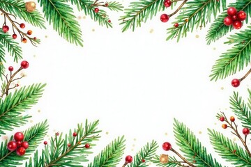 Watercolor Christmas branches & leaves; festive greenery , festive, holly, photography
