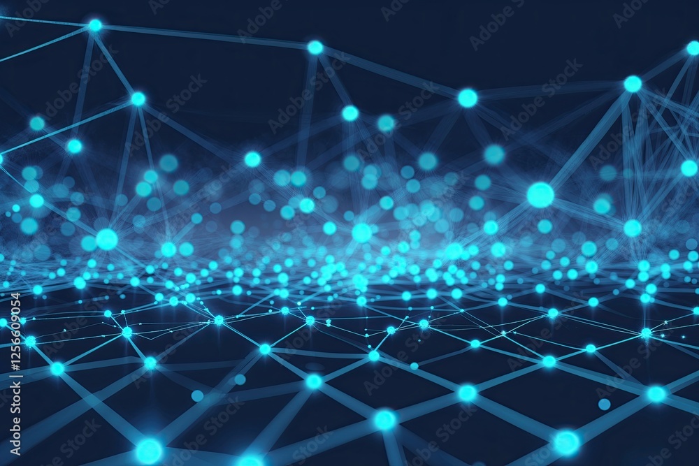 Aufkleber digital connections visualization with abstract lines and dots in blue technology