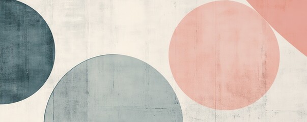 Abstract minimalist design with overlapping pastel circles on textured background