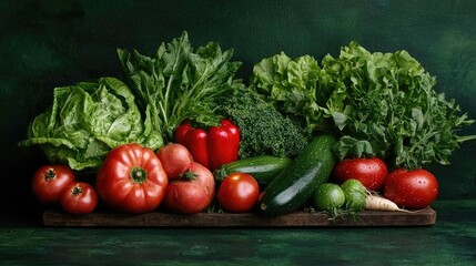 Fresh Vegetables Displayed on Wooden Board