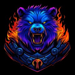 Obraz premium A T-shirt sticker featuring a graffiti fantasy berserker tiger, which is both an illustration and a drawing painted in a modern style. This evil, devilish animal is ideal for Halloween and monsters,