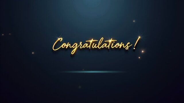 Image of congratulations text with sparkles on a dark background