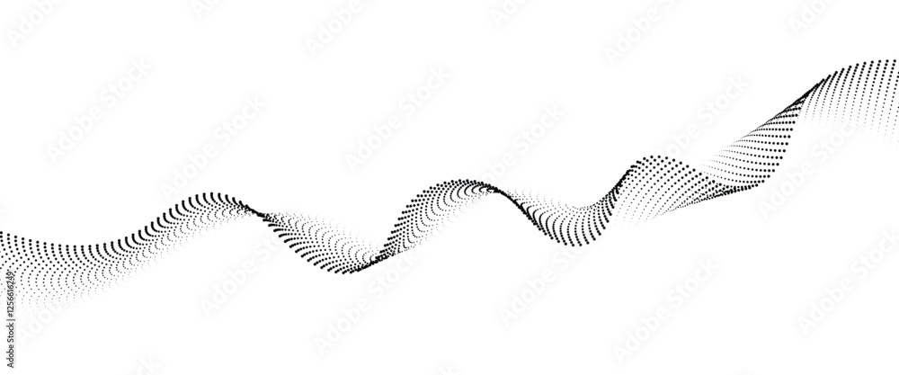 Poster flowing dot wave halftone gradient pattern on transparent background