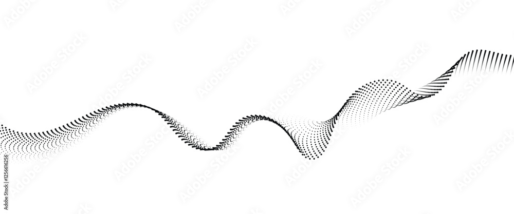 Poster flowing dot wave halftone gradient pattern on transparent background