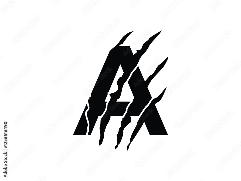 Poster letter a with claw scratch symbol design vector illustration isolated on transparent background