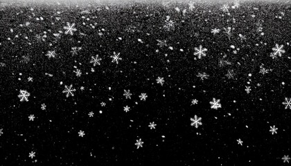 Obraz premium snowflakes falling down on black background heavy snow flakes isolated flying rain overlay effect for composition