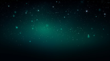 Fototapeta premium Particules scintillantes et brillantes volant sur fond sombre, noir. Lumière verte, paillettes dorées, argentées et flou. Fond pour bannière, création graphique