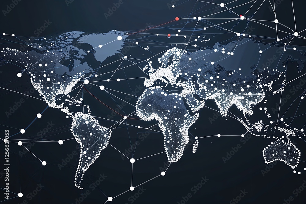 Poster revolutionary global networks connecting dots and lines in digital design
