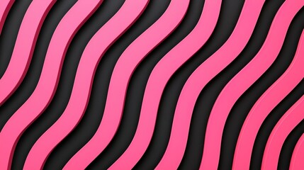 A vibrant pattern of pink and black waves creates a dynamic visual effect, emphasizing fluidity and movement.