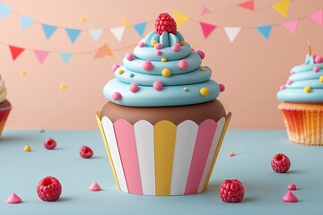 Delightful Paper Cupcake Illustration for Joyful Celebrations