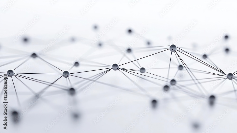 Poster abstract network design with black lines and grey dots on white background