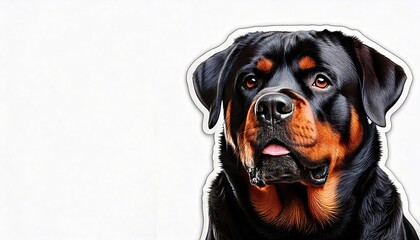 Obraz premium Rottweiler dog portrait featuring glossy coat and expressive eyes in a neutral background