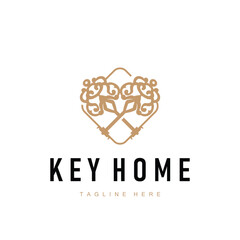home security symbol design with key logo concept with retro vintage model simple illustration of symbol template
