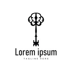 home security symbol design with key logo concept with retro vintage model simple illustration of symbol template