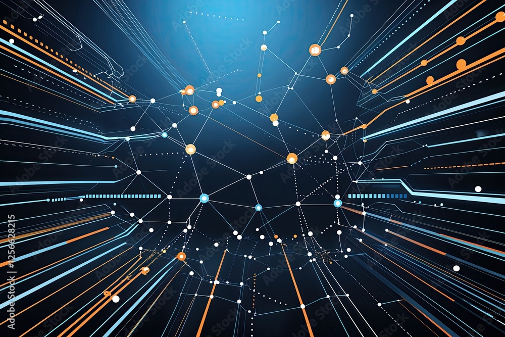 Aufkleber contemporary backgrounds featuring abstract lines and dotted connections in digital networks for tec