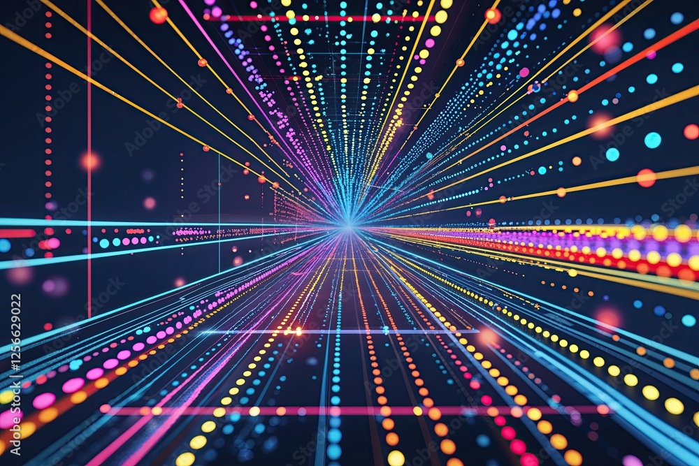 Poster dynamic abstract line and dot designs for enhanced data visualization in technology