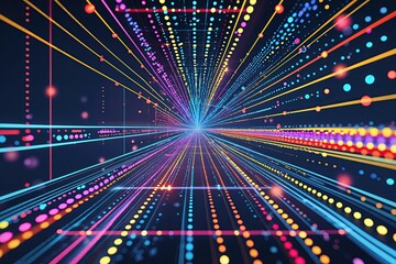 Fototapeta premium Dynamic Abstract Line and Dot Designs for Enhanced Data Visualization in Technology