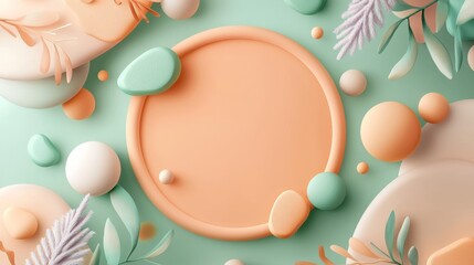 Fototapeta premium Banner design with abstract fluid shapes in pastel tones, light and airy mood, perfect for modern brand promotion