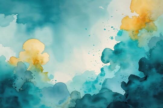 Vibrant Watercolor Hues with Gentle Aquamarine Skies and Timeless Textured Design