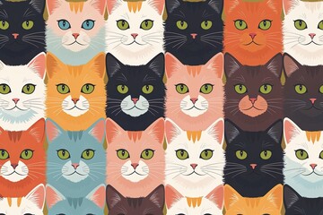 Playful Cat Head Illustrations Collection Colorful Feline Art for Cat Lovers