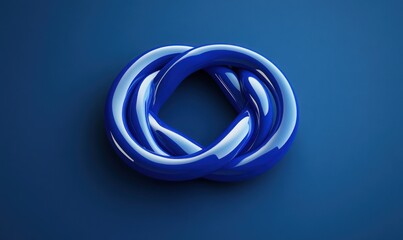 Fototapeta premium Abstract blue intertwined rings on blue background. (1)