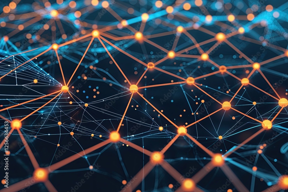 Poster advanced technology backgrounds showcasing abstract line and dot connections for data integration an