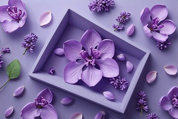 Calming Pastel Aesthetic with 3D Structure and Lavender Petal Accents