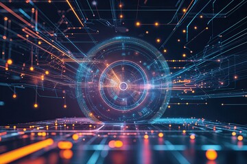 Obraz premium Advanced Digital Design Backdrop for Data Connection and Visualization Concepts
