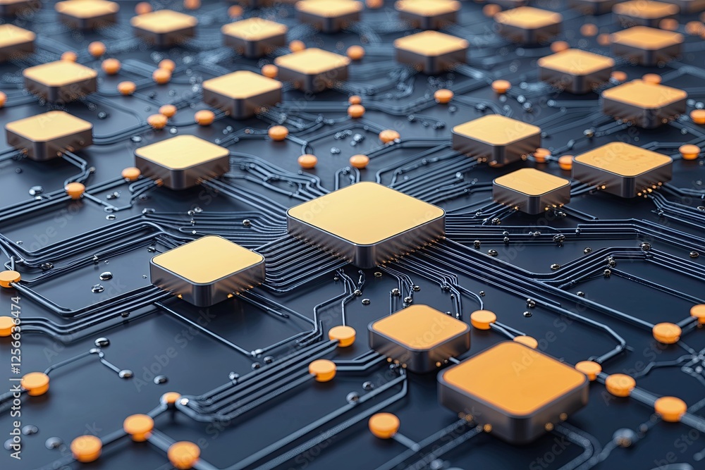 Poster modern abstract technology landscape integrating data connections and cutting edge design