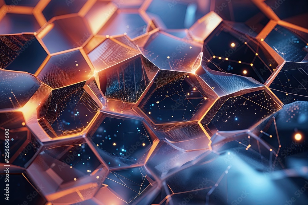 Poster cutting edge abstract hexagonal design for digital data simulation and visualization